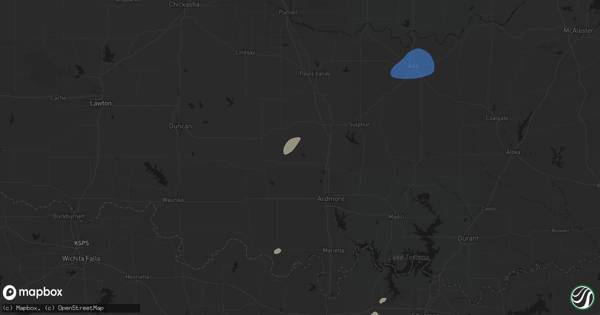 Hail map in Springer, OK on June 6, 2026
