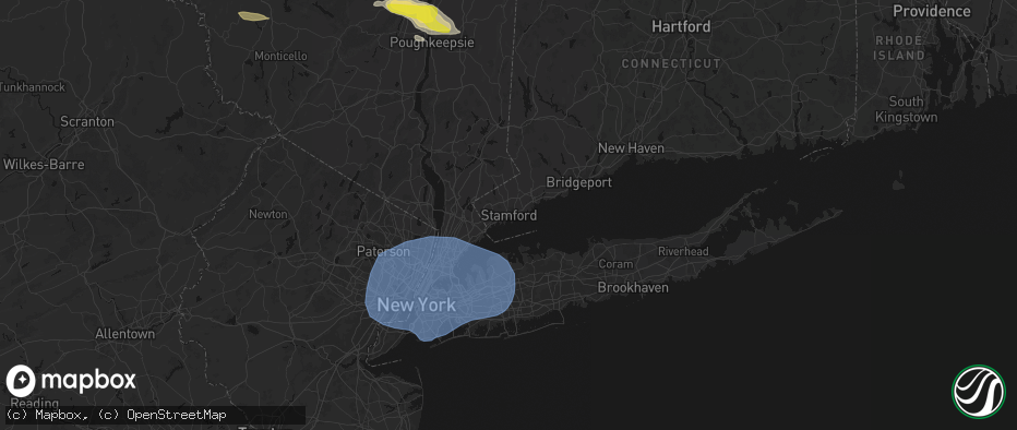 Hail map in Stamford, CT on June 6, 2026