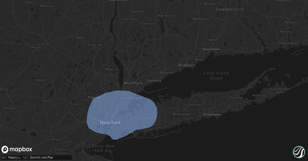 Hail map in Stamford, CT on June 6, 2026