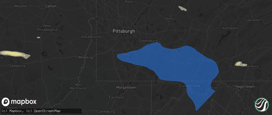 Hail map in Star Junction, PA on June 6, 2026