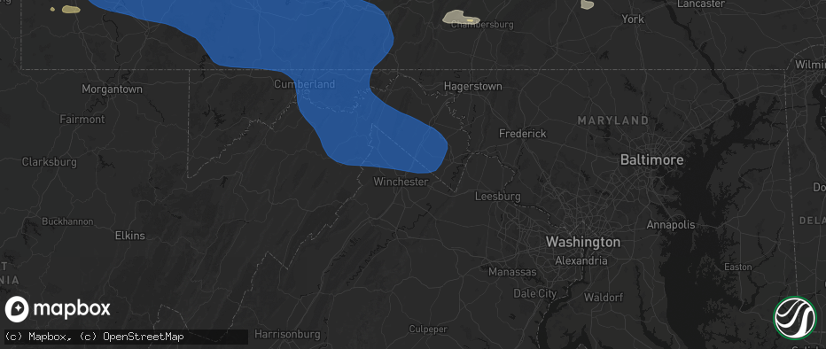 Hail map in Stephenson, VA on June 6, 2026