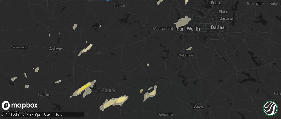 Hail map in Stephenville, TX on June 6, 2026