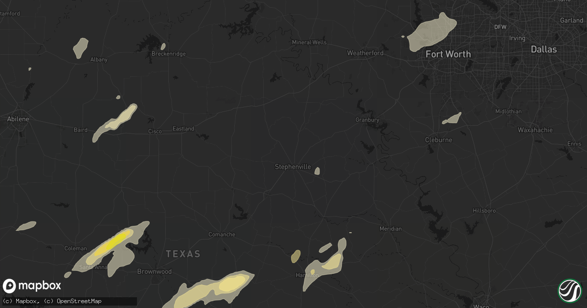 Hail map in Stephenville, TX on June 6, 2026
