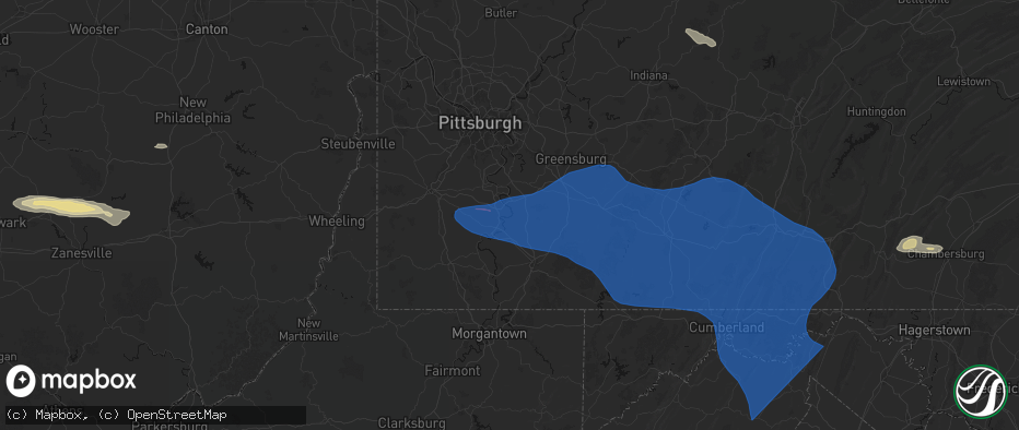 Hail map in Stockdale, PA on June 6, 2026