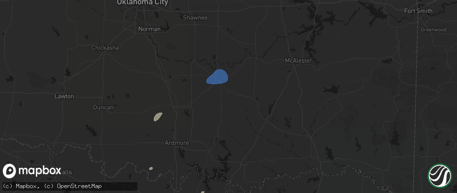 Hail map in Stonewall, OK on June 6, 2026