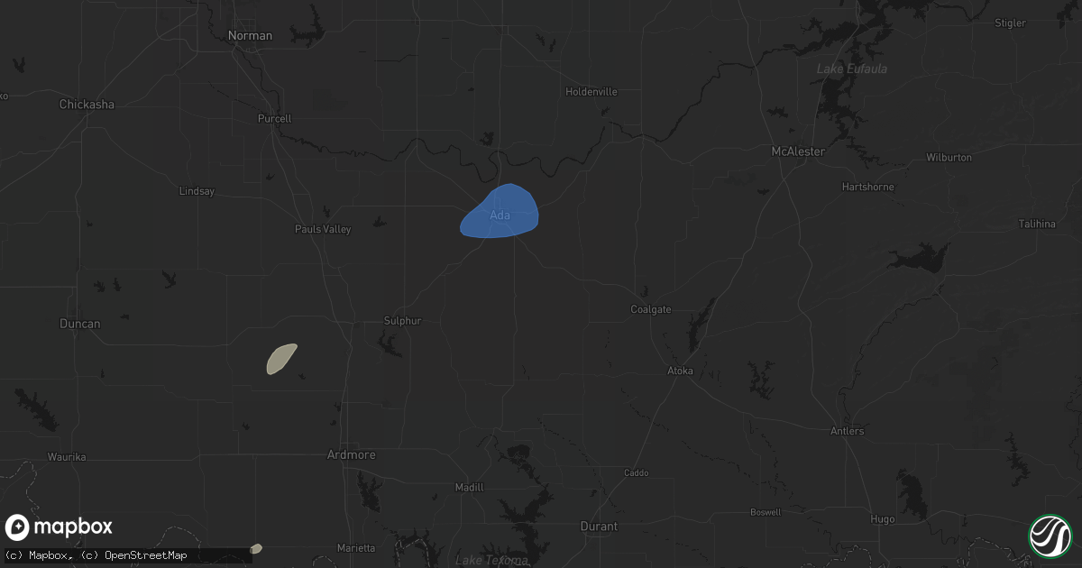 Hail map in Stonewall, OK on June 6, 2026