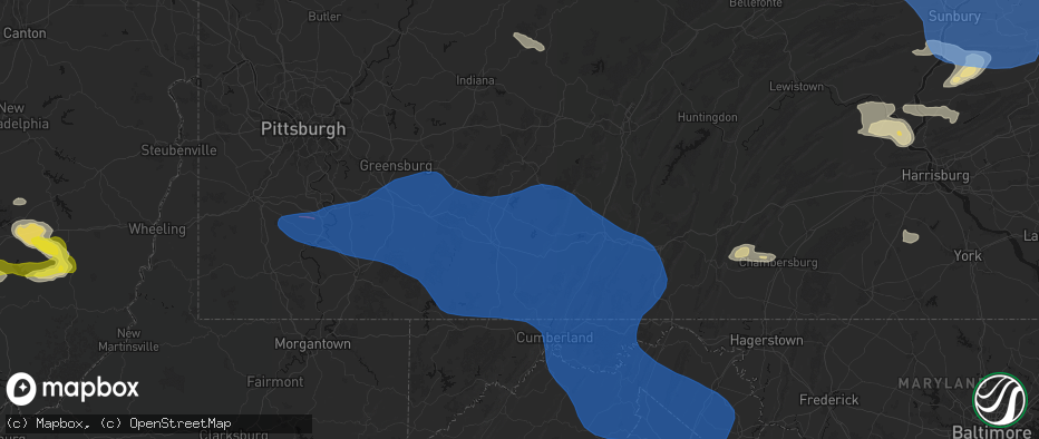 Hail map in Stoystown, PA on June 6, 2026