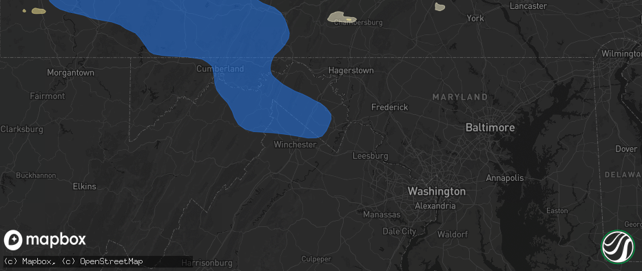 Hail map in Summit Point, WV on June 6, 2026