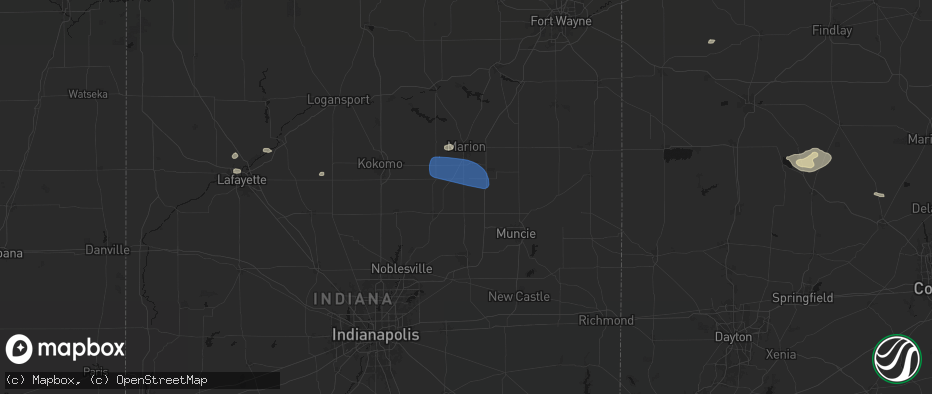 Hail map in Summitville, IN on June 6, 2026