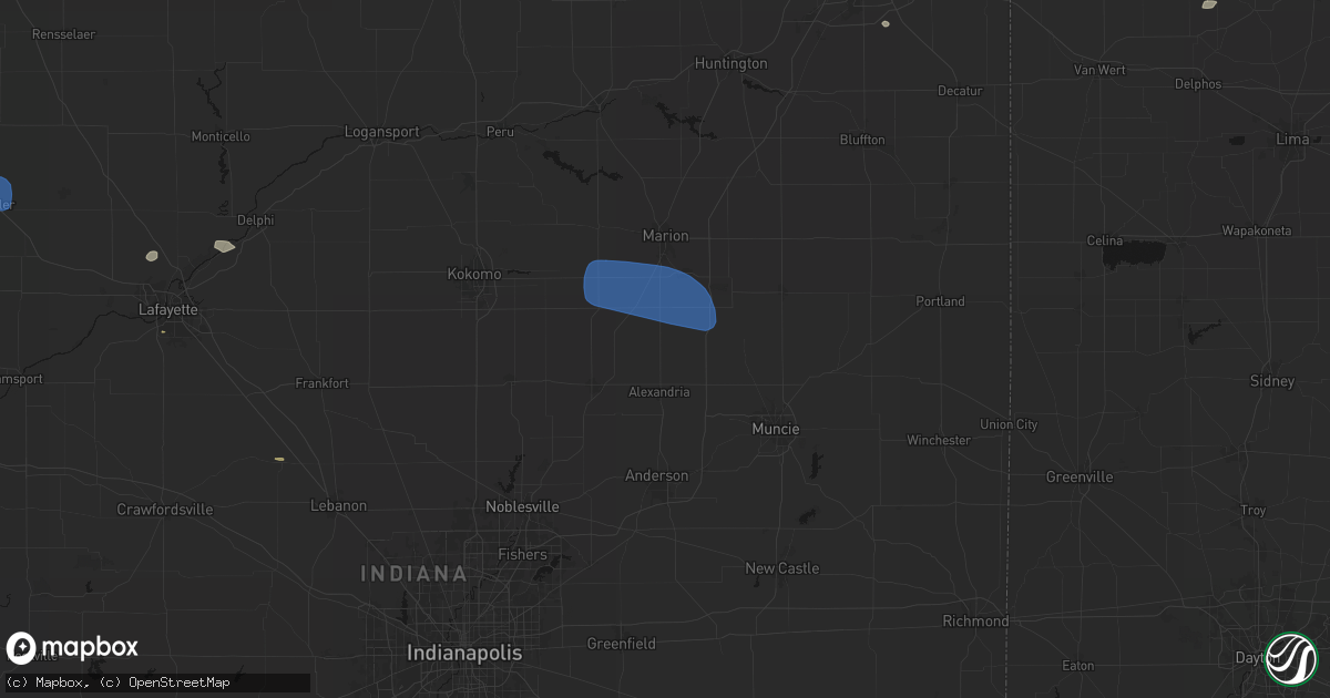 Hail map in Summitville, IN on June 6, 2026