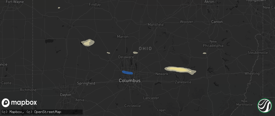 Hail map in Sunbury, OH on June 6, 2026