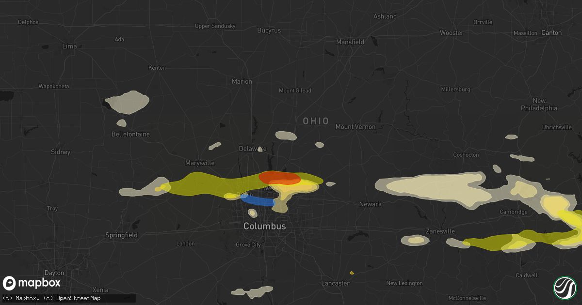 Hail map in Sunbury, OH on June 6, 2026