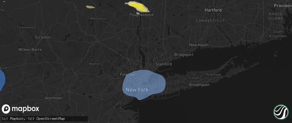 Hail map in Tarrytown, NY on June 6, 2026