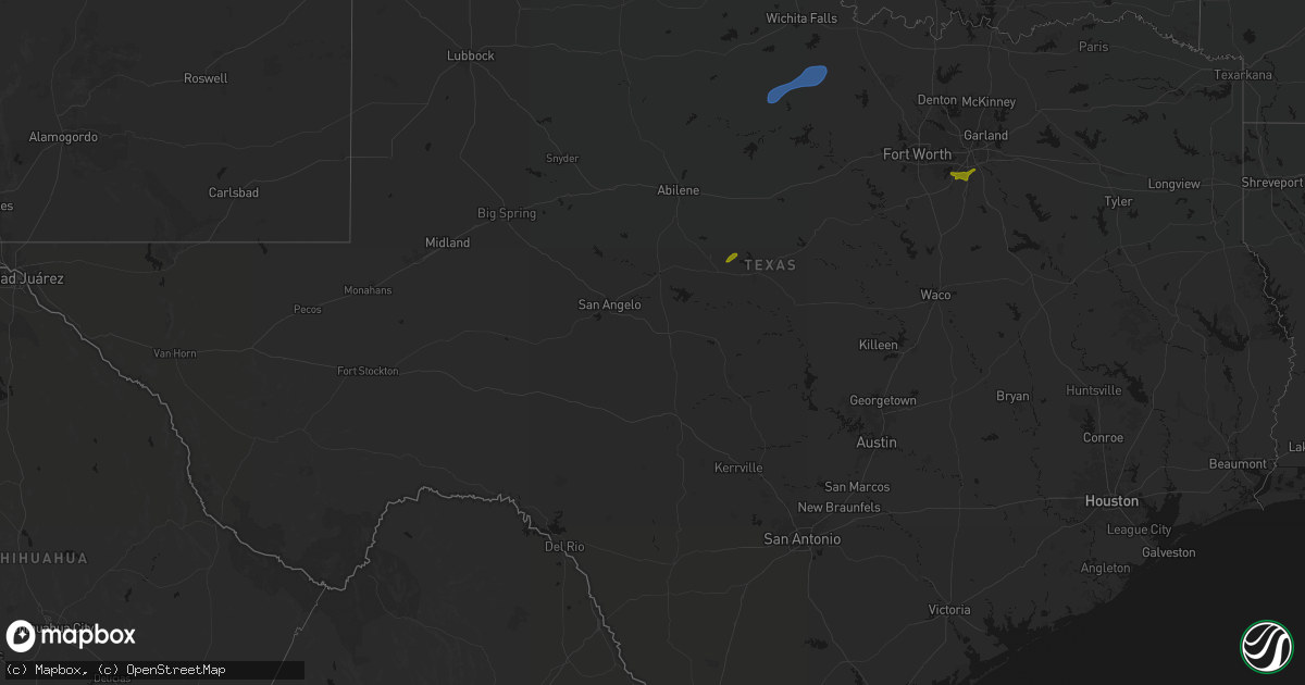 Hail map in Texas on June 6, 2026