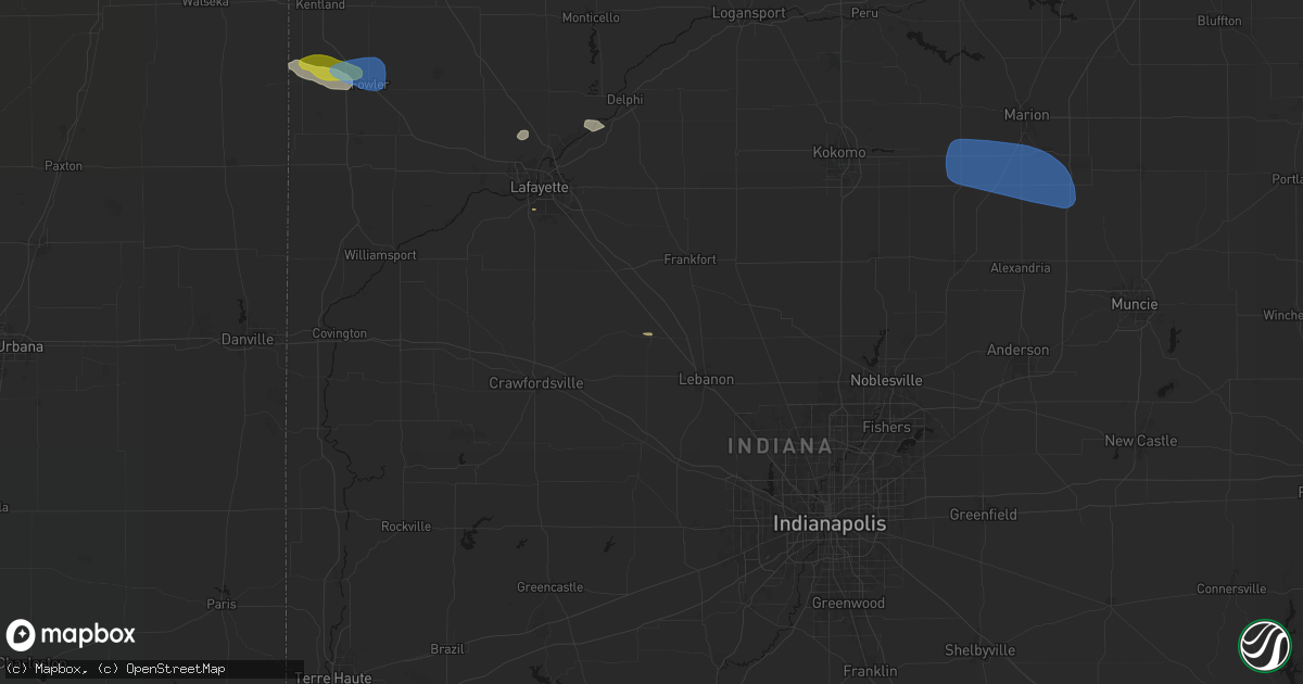 Hail map in Thorntown, IN on June 6, 2026