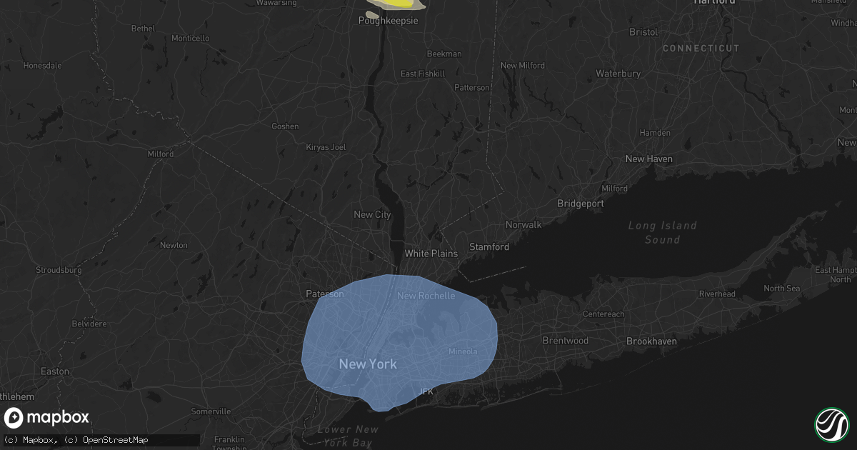 Hail map in Thornwood, NY on June 6, 2026