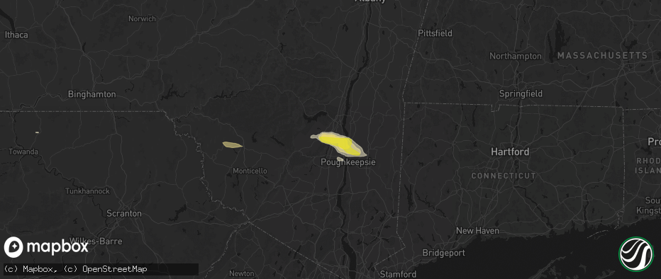 Hail map in Tillson, NY on June 6, 2026