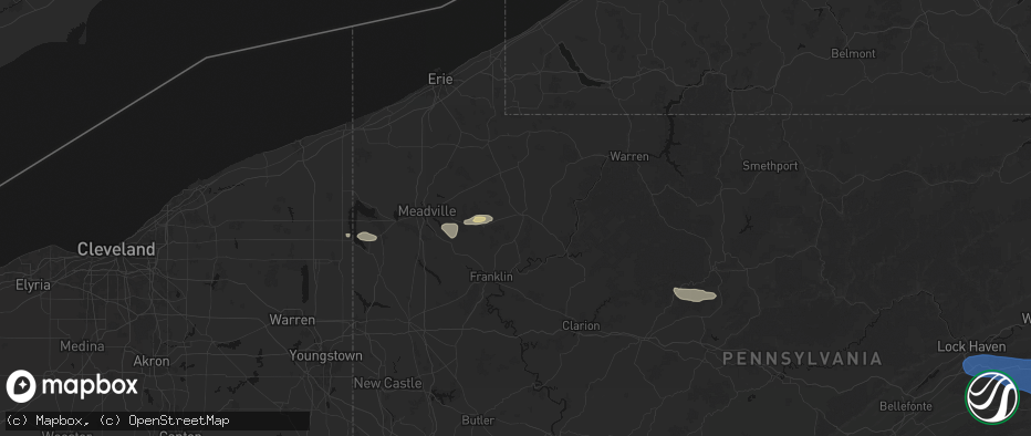 Hail map in Titusville, PA on June 6, 2026