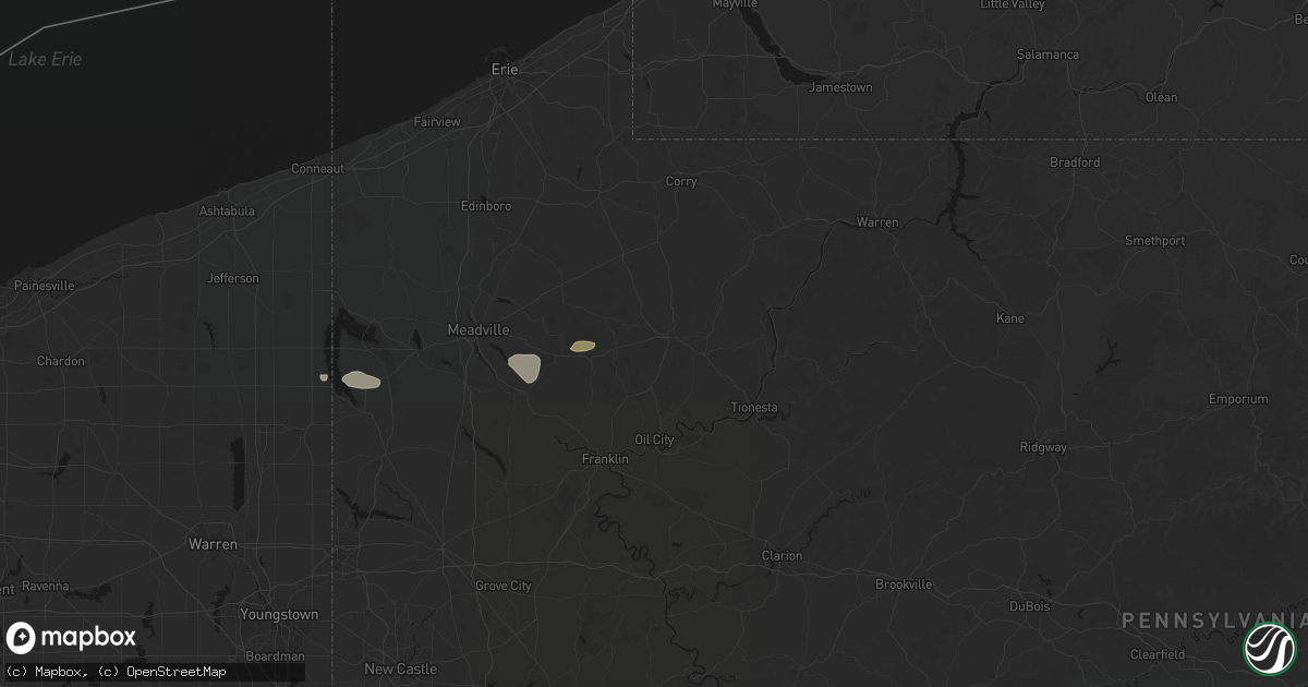 Hail map in Titusville, PA on June 6, 2026