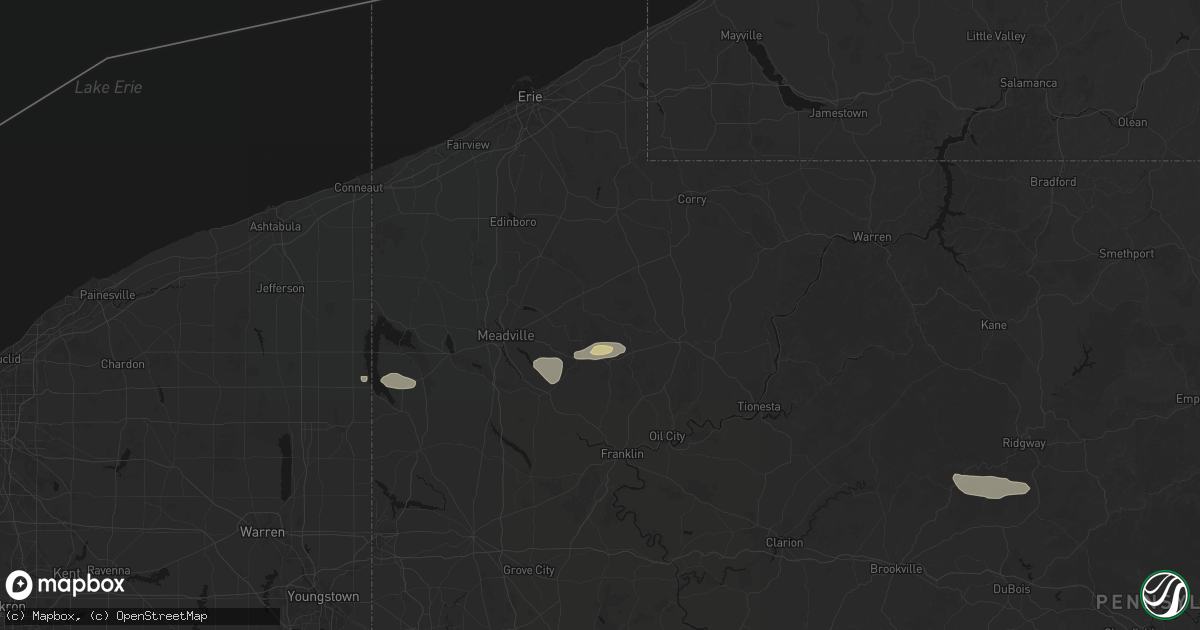 Hail map in Townville, PA on June 6, 2026