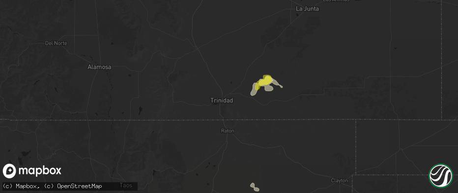 Hail map in Trinidad, CO on June 6, 2026