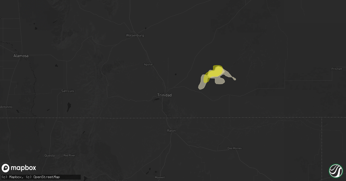 Hail map in Trinidad, CO on June 6, 2026