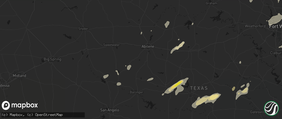 Hail map in Tuscola, TX on June 6, 2026