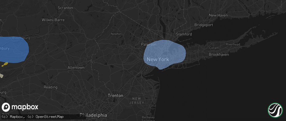 Hail map in Union, NJ on June 6, 2026