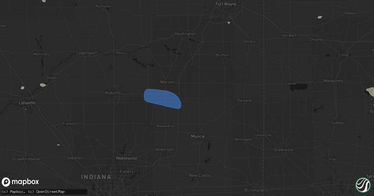 Hail map in Upland, IN on June 6, 2026