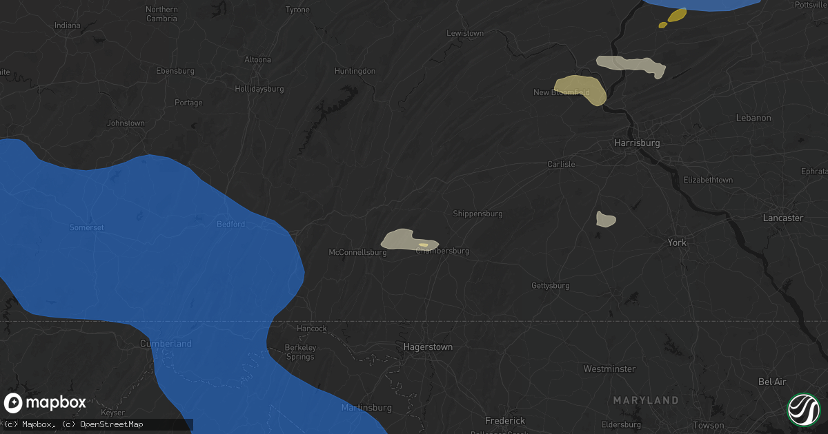 Hail map in Upperstrasburg, PA on June 6, 2026