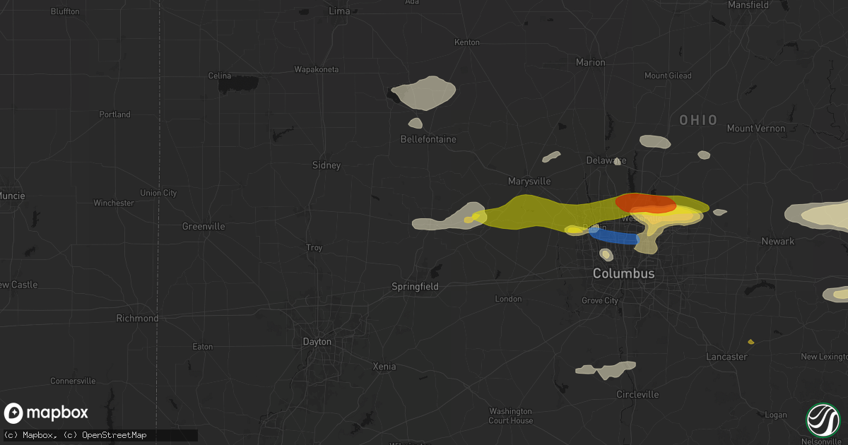 Hail map in Urbana, OH on June 6, 2026