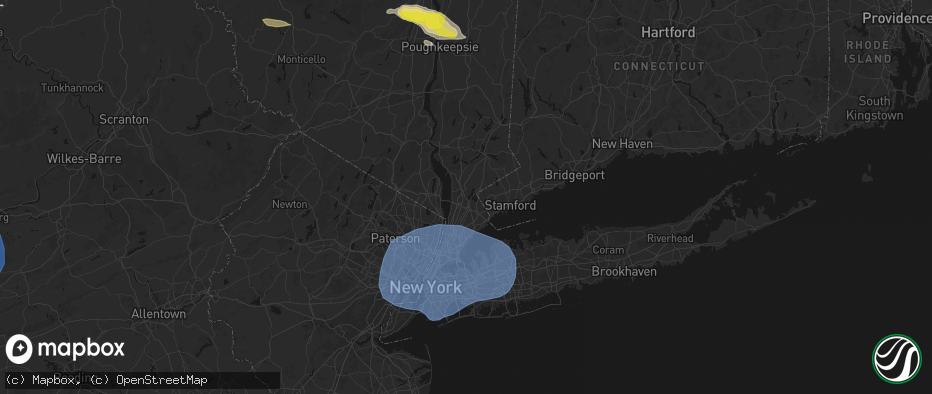 Hail map in Valhalla, NY on June 6, 2026