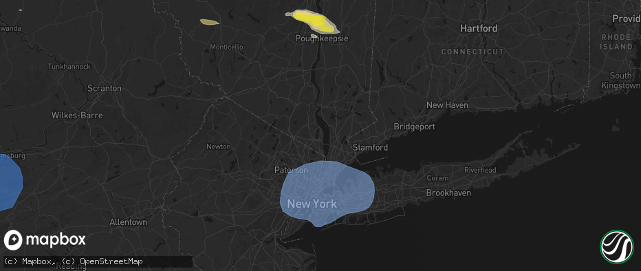 Hail map in Valley Cottage, NY on June 6, 2026