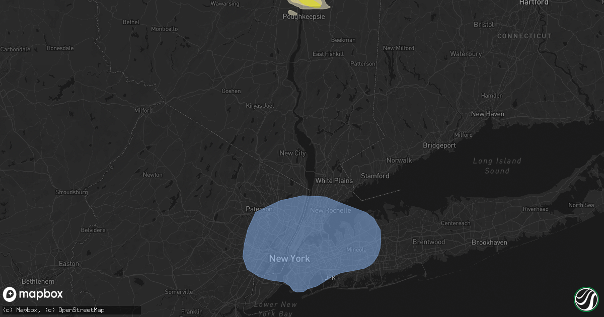 Hail map in Valley Cottage, NY on June 6, 2026