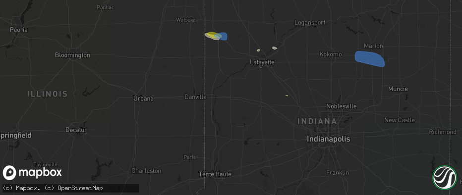 Hail map in Veedersburg, IN on June 6, 2026
