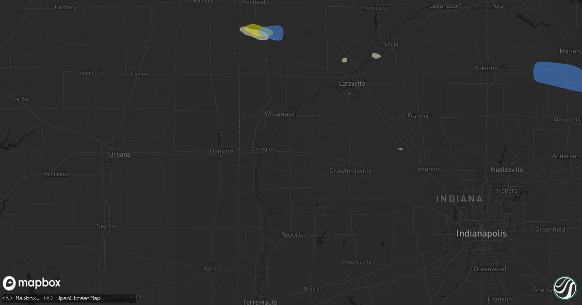 Hail map in Veedersburg, IN on June 6, 2026
