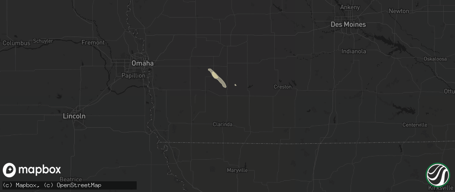 Hail map in Villisca, IA on June 6, 2026