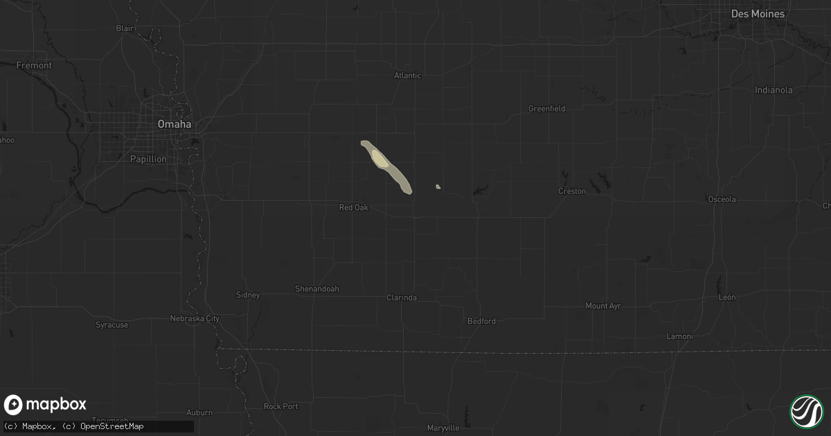 Hail map in Villisca, IA on June 6, 2026