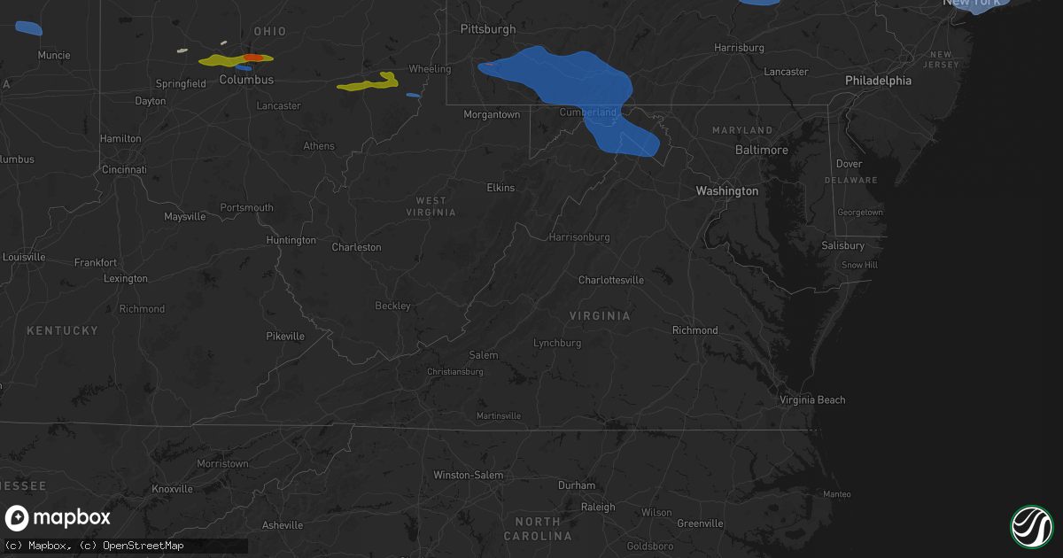 Hail map in Virginia on June 6, 2026