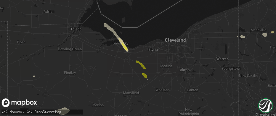 Hail map in Wakeman, OH on June 6, 2026