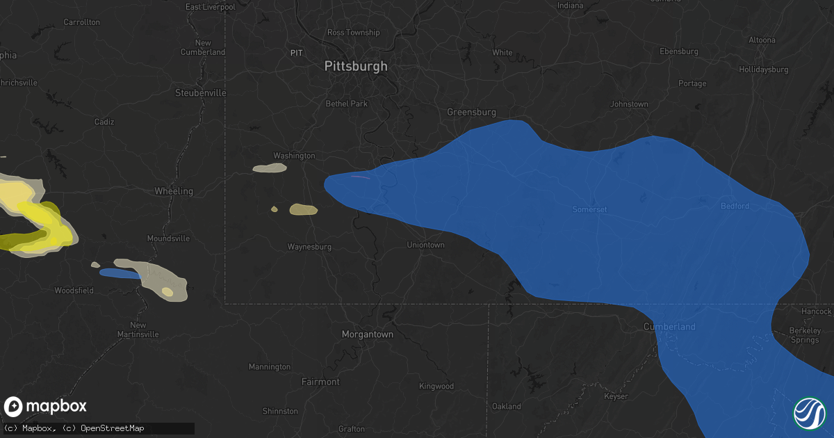 Hail map in Waltersburg, PA on June 6, 2026