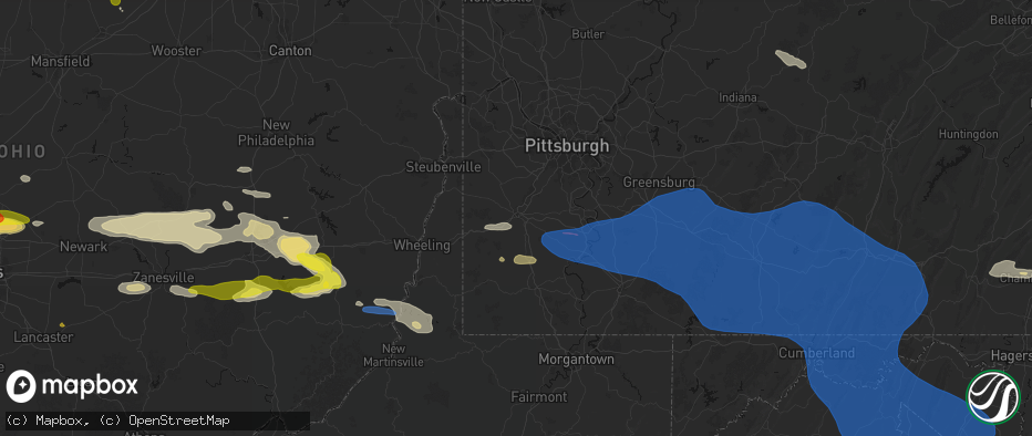 Hail map in Washington, PA on June 6, 2026