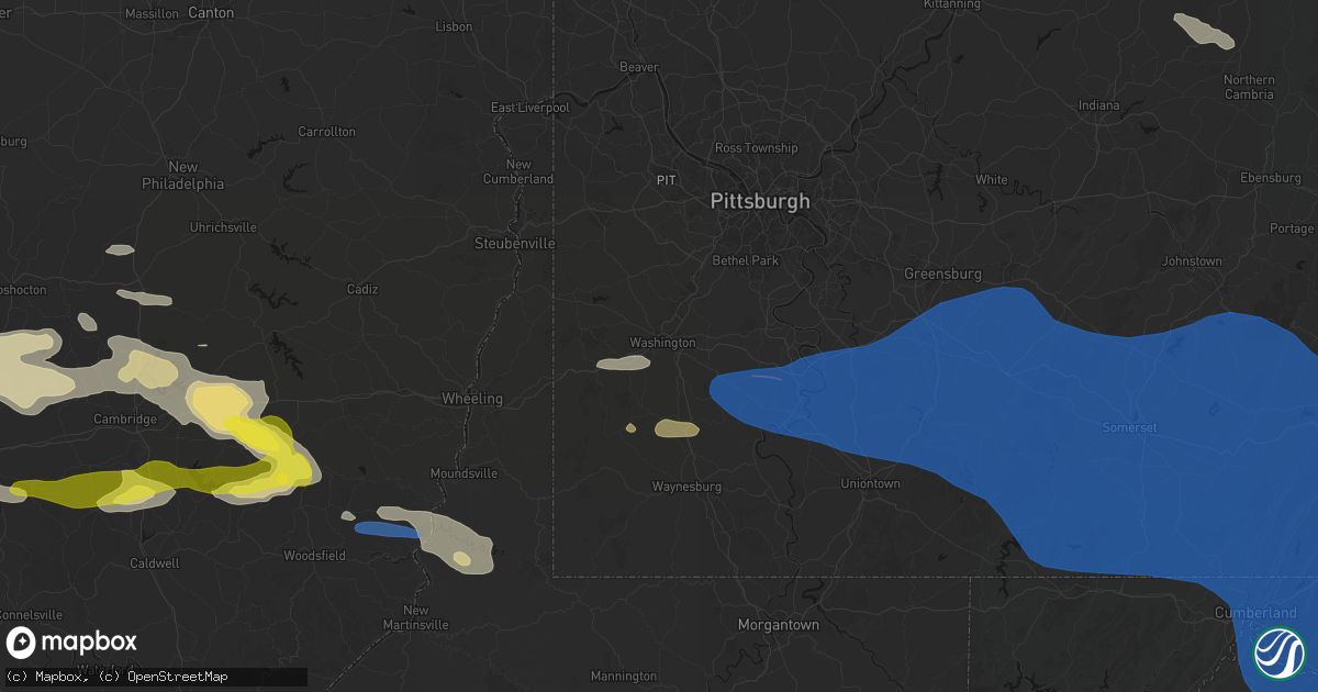 Hail map in Washington, PA on June 6, 2026