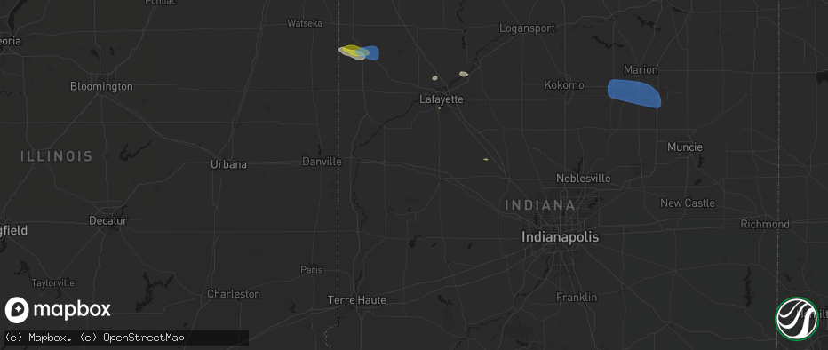 Hail map in Waynetown, IN on June 6, 2026