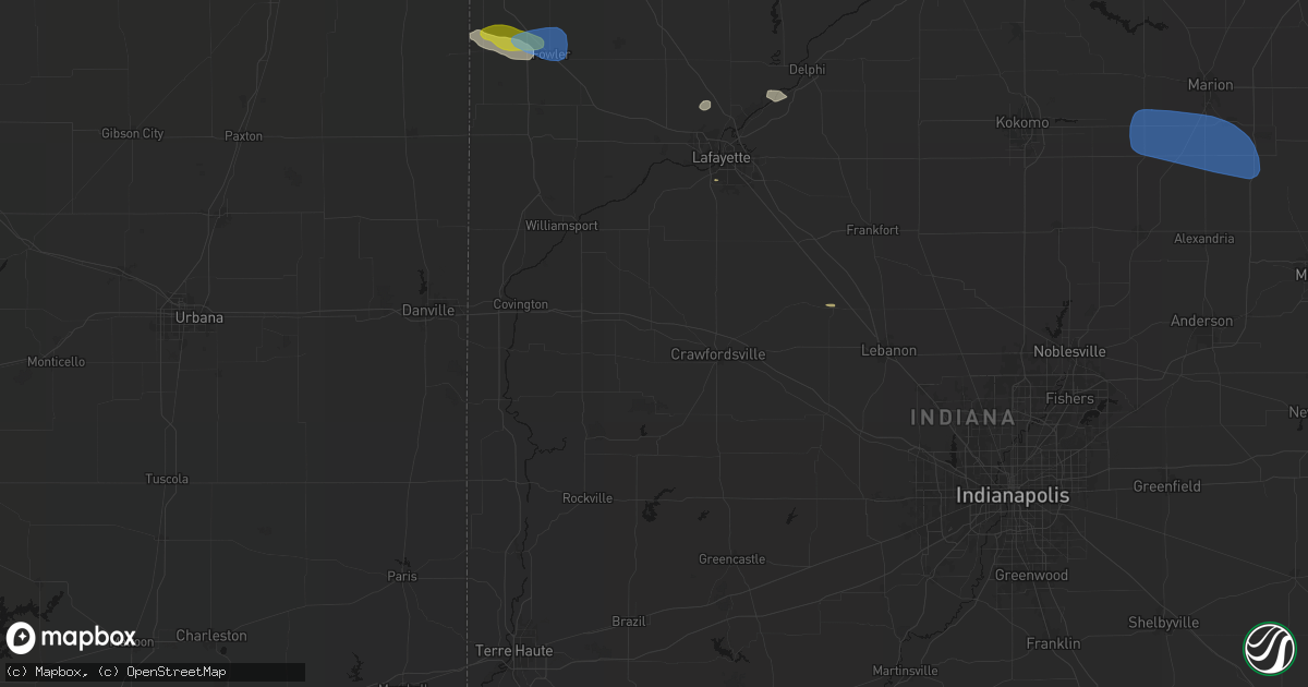 Hail map in Waynetown, IN on June 6, 2026