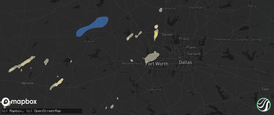 Hail map in Weatherford, TX on June 6, 2026