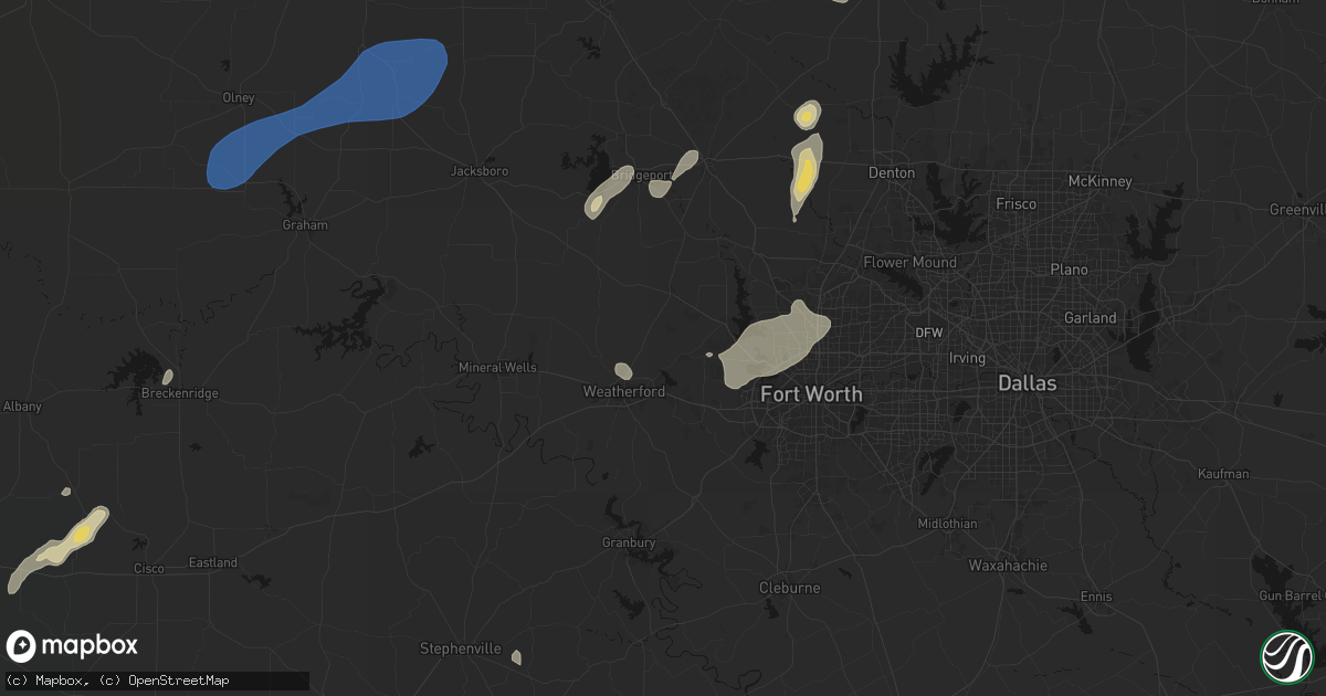 Hail map in Weatherford, TX on June 6, 2026