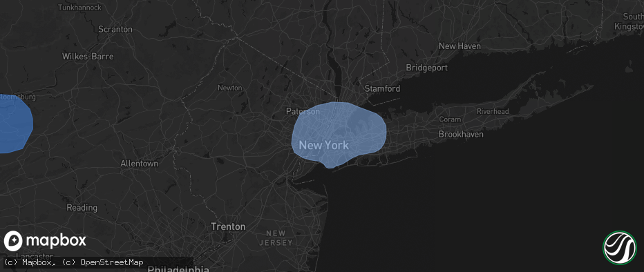 Hail map in Weehawken, NJ on June 6, 2026