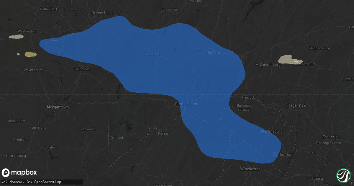 Hail map in Wellersburg, PA on June 6, 2026