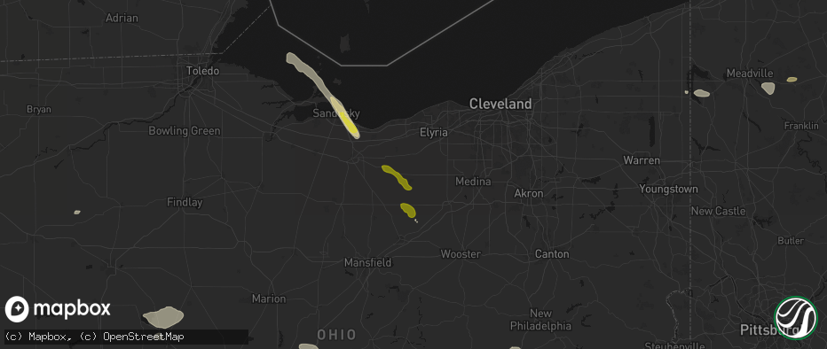 Hail map in Wellington, OH on June 6, 2026